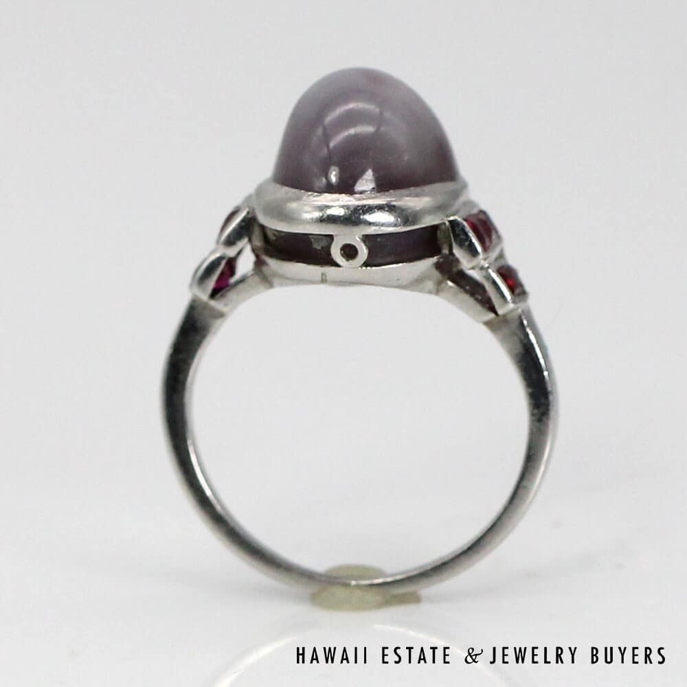 Platinum Lavender Star Sapphire and Ruby Ring SIZE 3 #2248-09 - Image 9