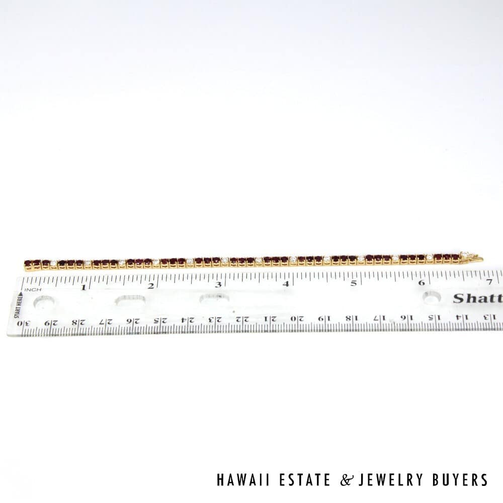 14K Yellow Gold Diamond and Ruby Tennis Bracelet SIZE 6.25 #071122-01 - Image 7