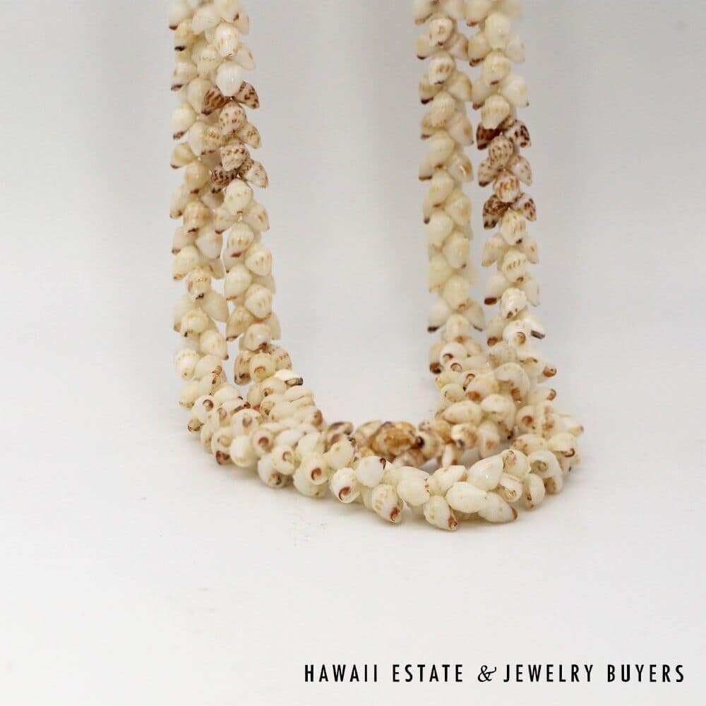 Double Strand Ni'ihau Shell Lei: Pikake Momi 51 inches #SC2017-01 - Image 11