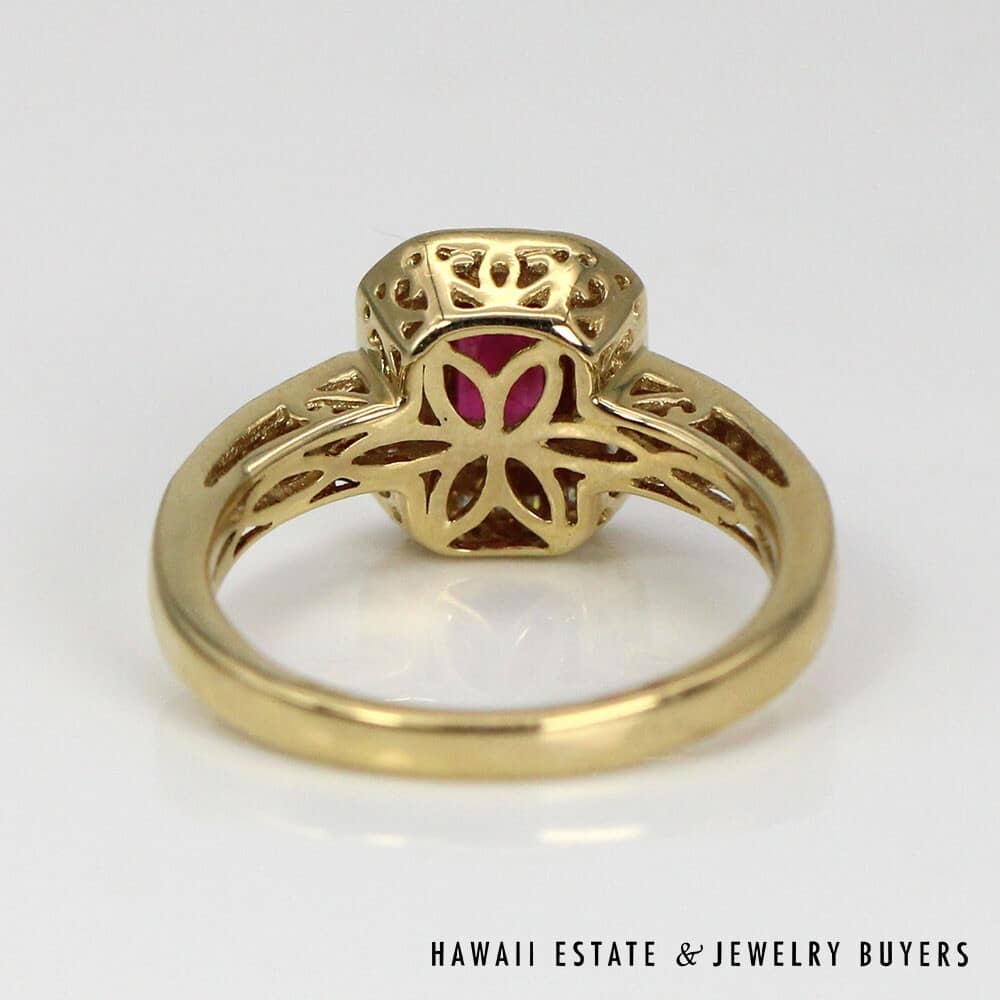 070821-4114K Yellow Gold Emerald Cut Ruby and Diamond Ring SIZE 7.5 #070821-41 - Image 5