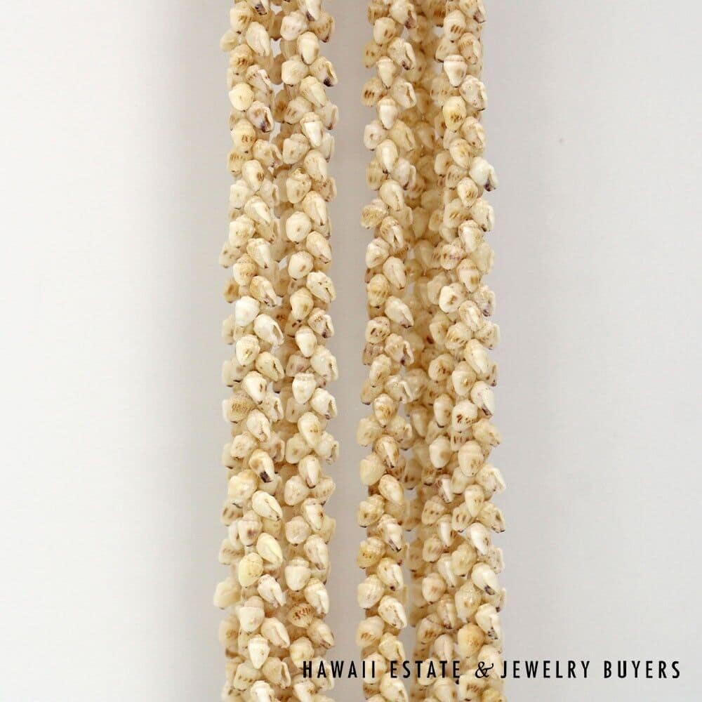 Four-Strand Ni'ihau Shell Lei: Pikake Momi Lenalena 36 inches #RM112420-04 - Image 7