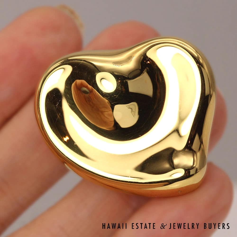 RARE TIFFANY & CO ELSA PERETTI FULL HEART 11g 18K YELLOW GOLD