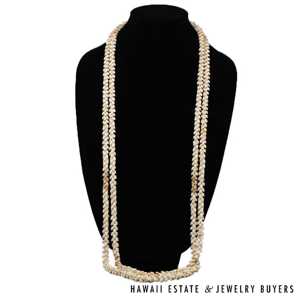 Double Strand Ni'ihau Shell Lei: Pikake Momi 51 inches #SC2017-01 - Image 2