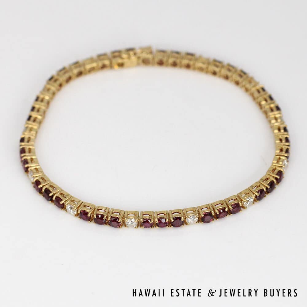 14K Yellow Gold Diamond and Ruby Tennis Bracelet SIZE 6.25 #071122-01 - Image 2