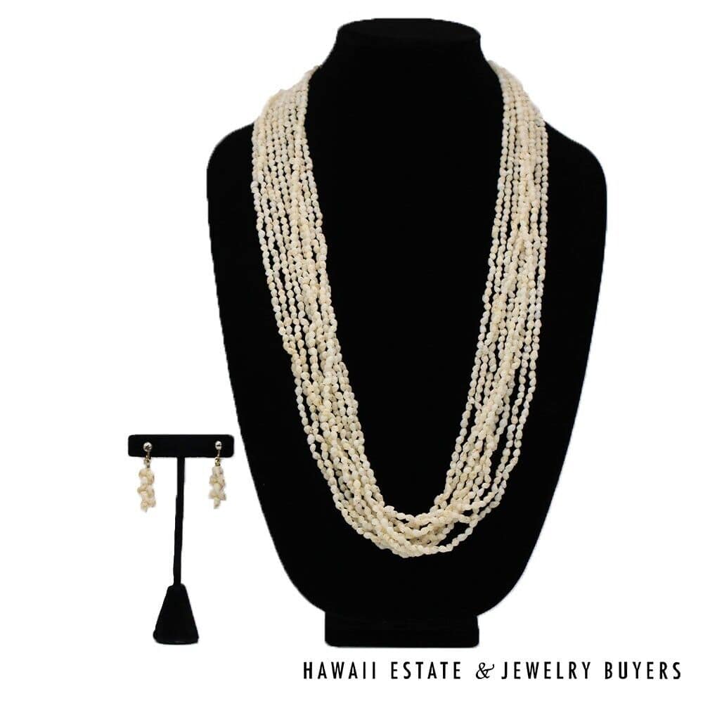 Ten-Strand Ni'ihau Shell Wedding Lei: Pololei Momi Ke'oke'o 36 inches #2741-01