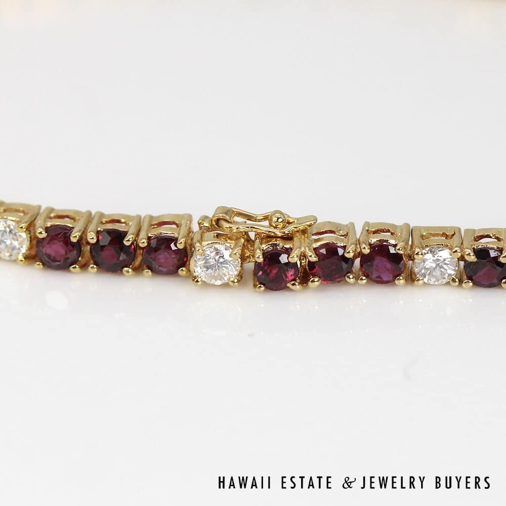 14K Yellow Gold Diamond and Ruby Tennis Bracelet SIZE 6.25 #071122-01 - Image 4