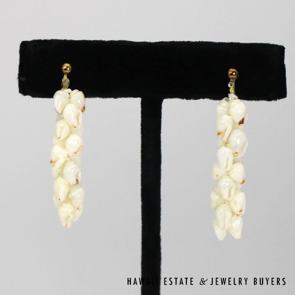 Ni'ihau Shell Choker Necklace with Earrings: Pupu Momi Ke'oke'o 16" #3280-02 - Image 10