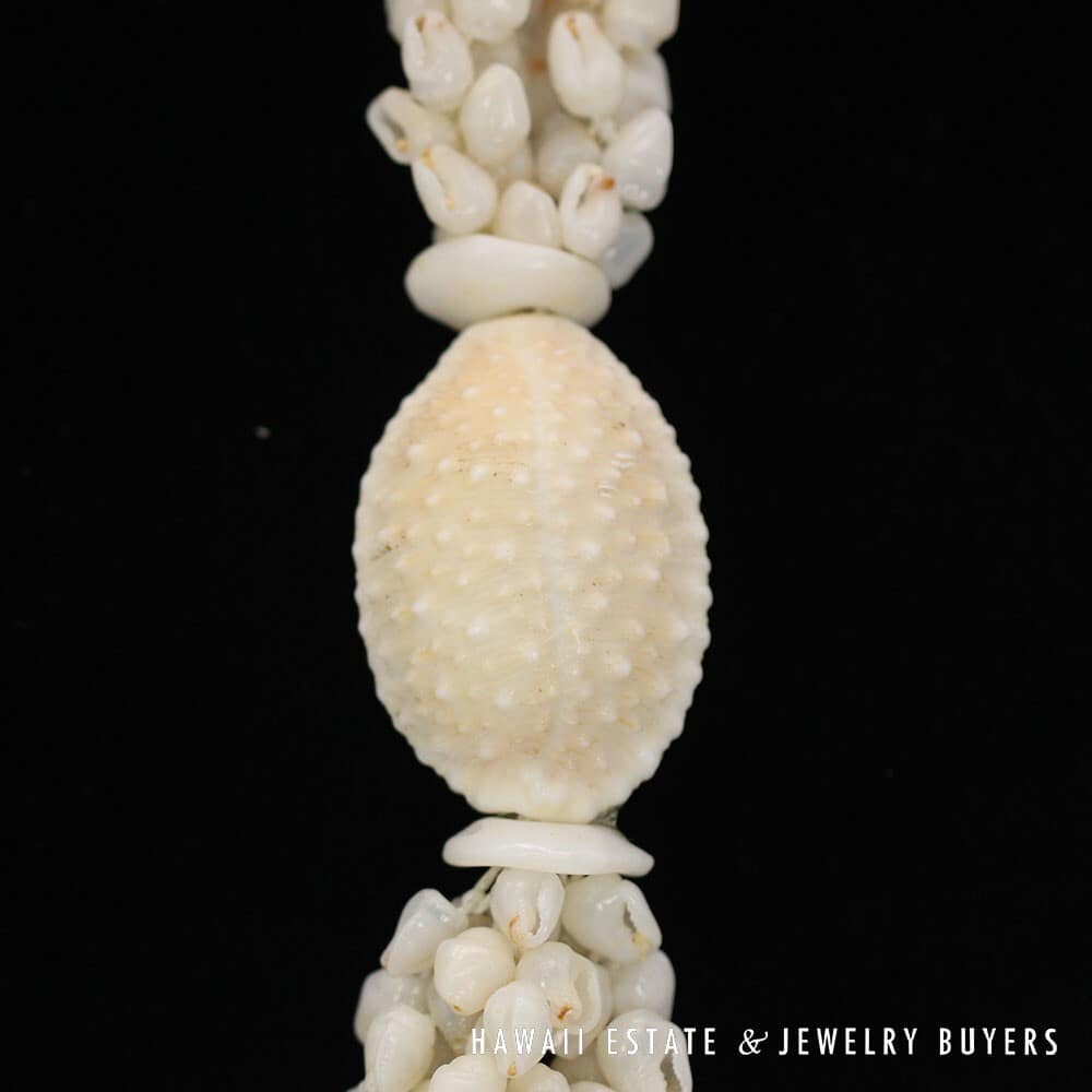 Three Strand Ni'ihau Shell Lei: Pikake Momi Ke'oke'o 39 inches #2955-03 - Image 11