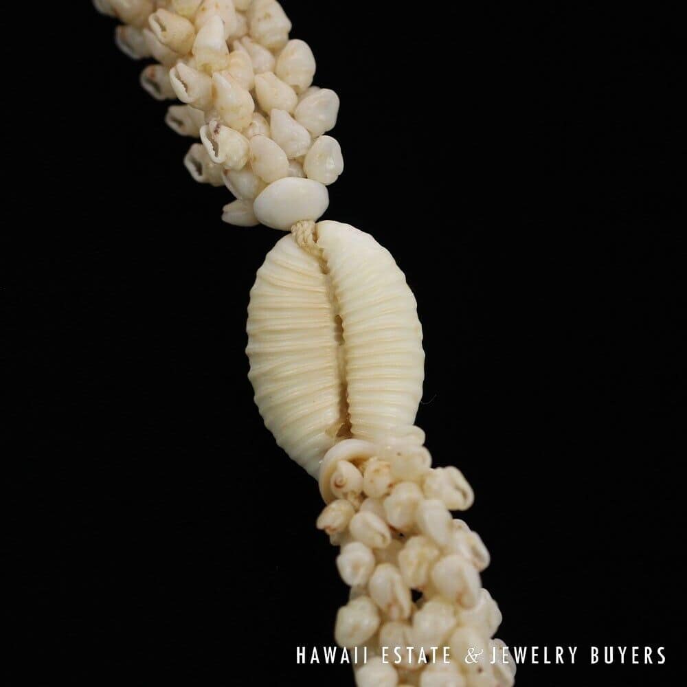 Three Strand Ni'ihau Shell Lei: Pikake Momi Lenalena 36 inches #2778-15 - Image 12