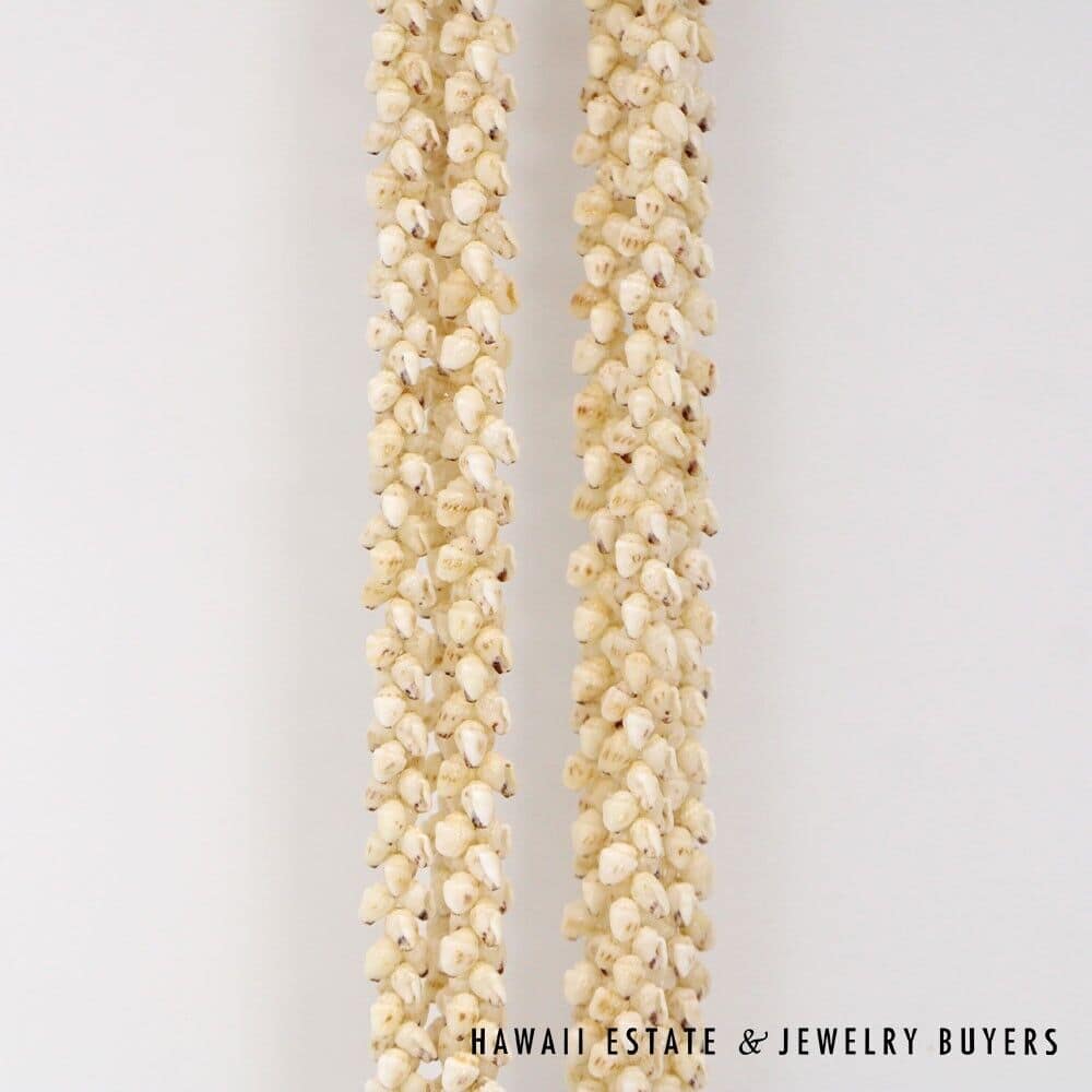 Three-Strand Ni'ihau Shell Lei: Pikake Momi Lenalena 36 inches #2835-01 - Image 6