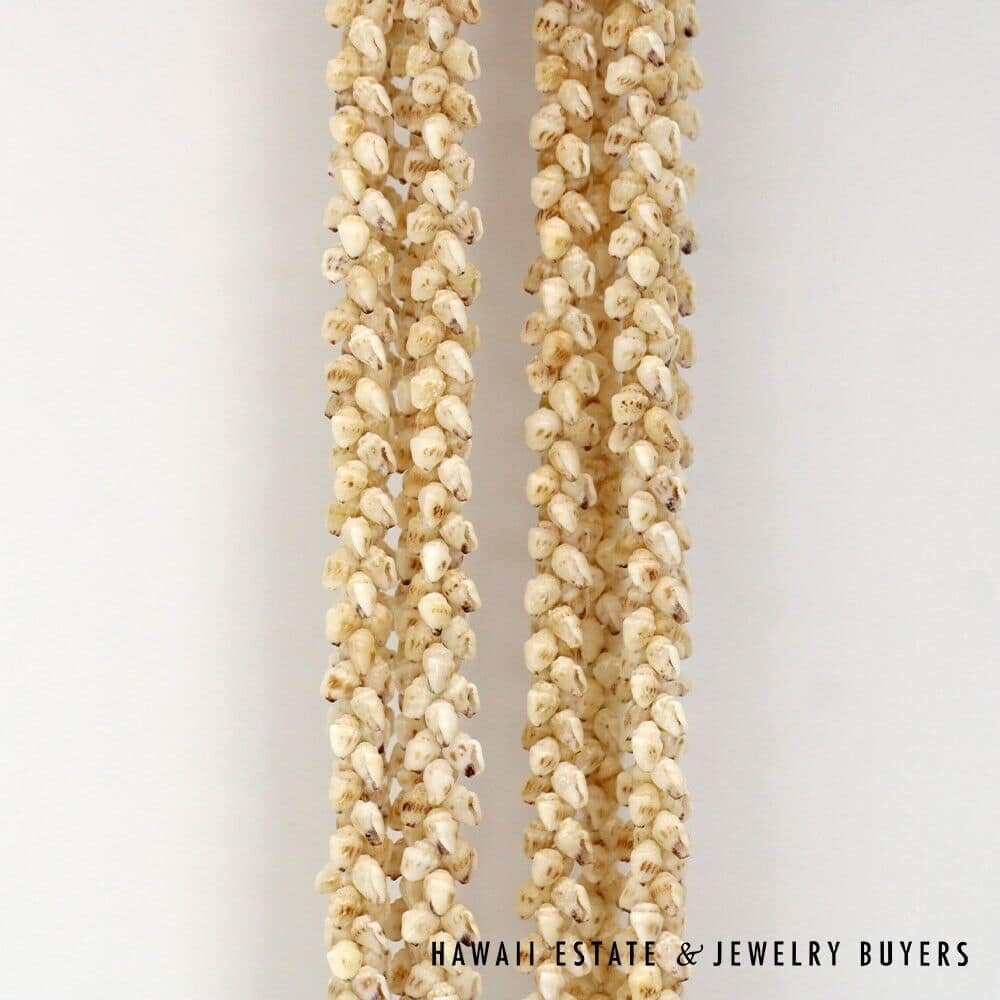 Four-Strand Ni'ihau Shell Lei: Pikake Momi Lenalena 36 inches #RM112420-04 - Image 6