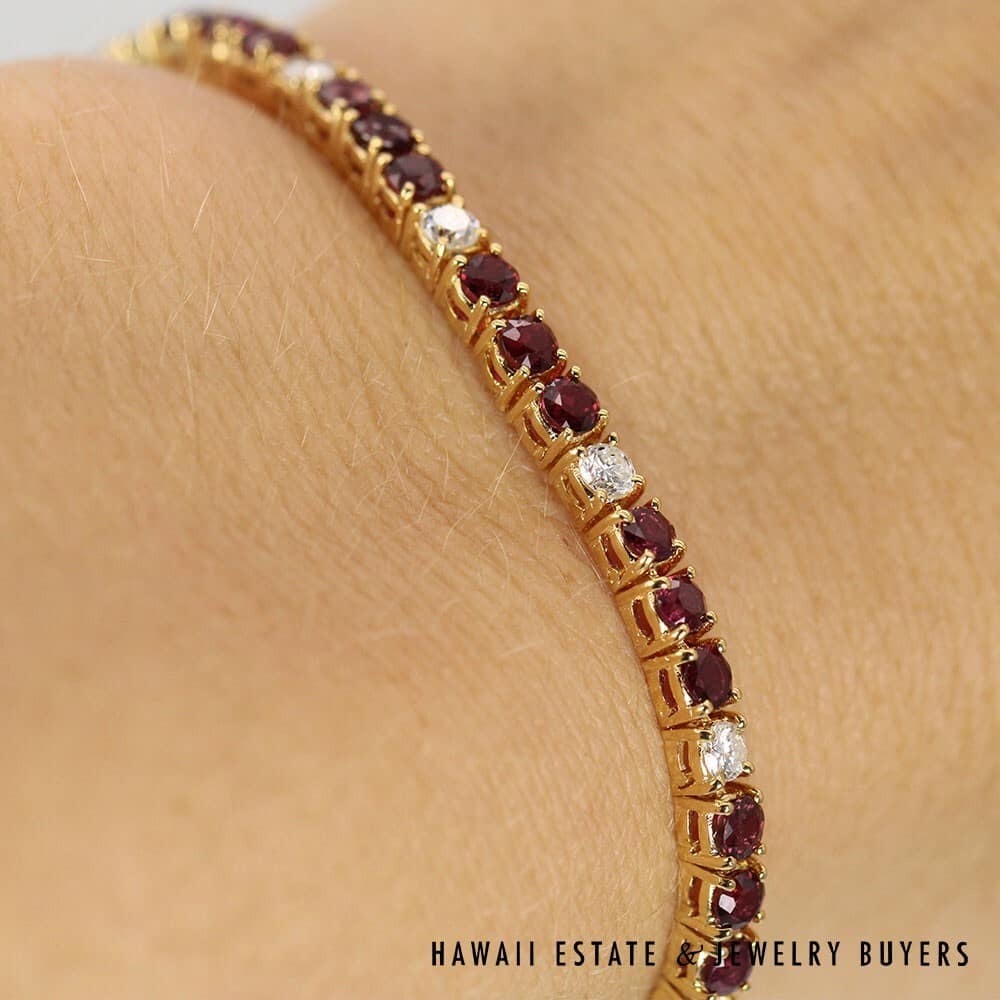 14K Yellow Gold Diamond and Ruby Tennis Bracelet SIZE 6.25 #071122-01 - Image 8