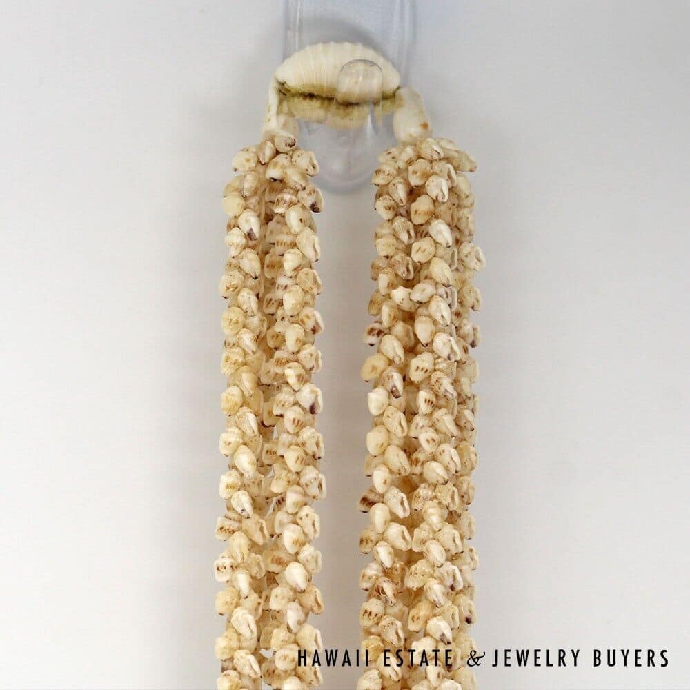 Four-Strand Ni'ihau Shell Lei: Pikake Momi Lenalena 36 inches #RM112420-04 - Image 5