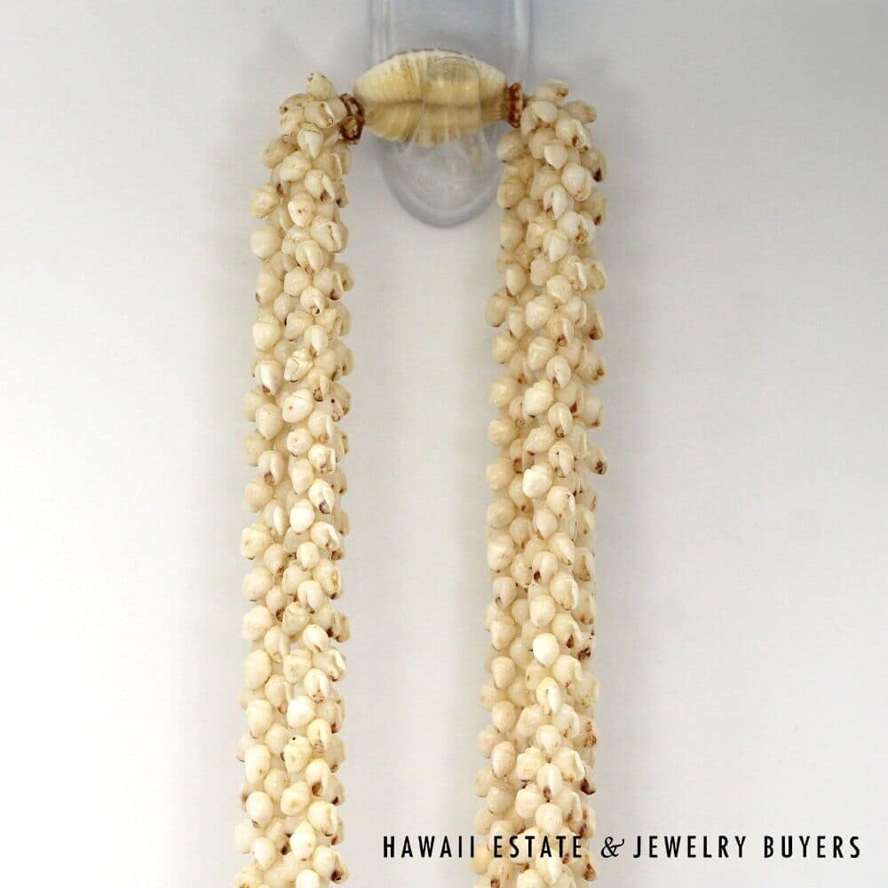3-Strand Ni'ihau Shell Lei: Pikake Momi Lenalena 36 inches #KP042921-01 - Image 4