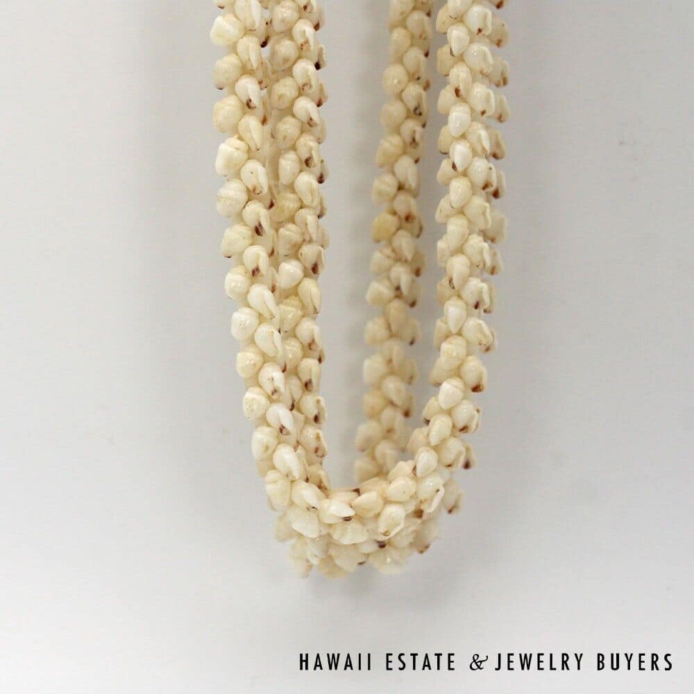 3-Strand Ni'ihau Shell Lei: Pikake Momi Lenalena 36 inches #KP042921-01 - Image 7