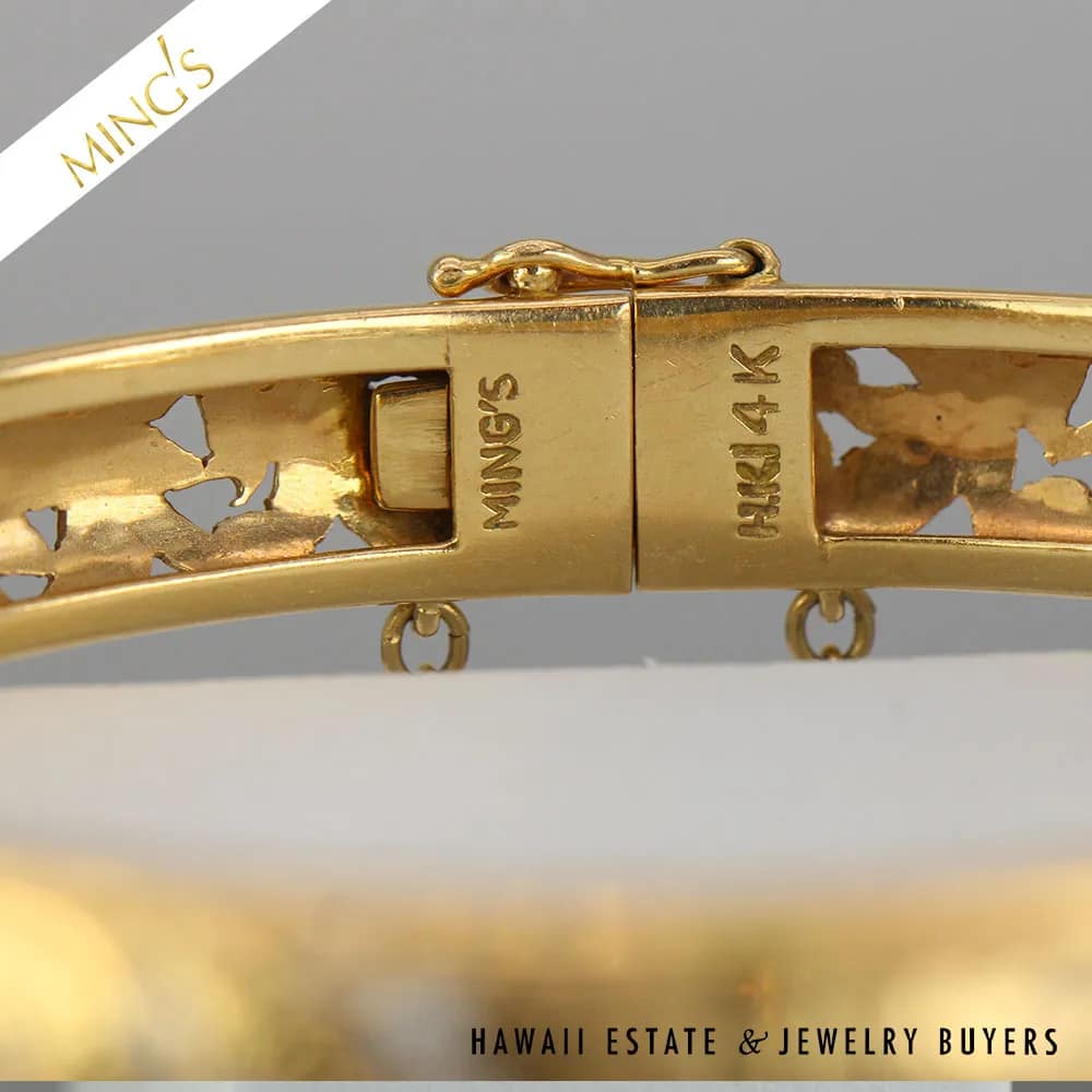 MING'S PHOENIX HINGED BANGLE 15.8g 14K YELLOW GOLD BRACELET - Image 3