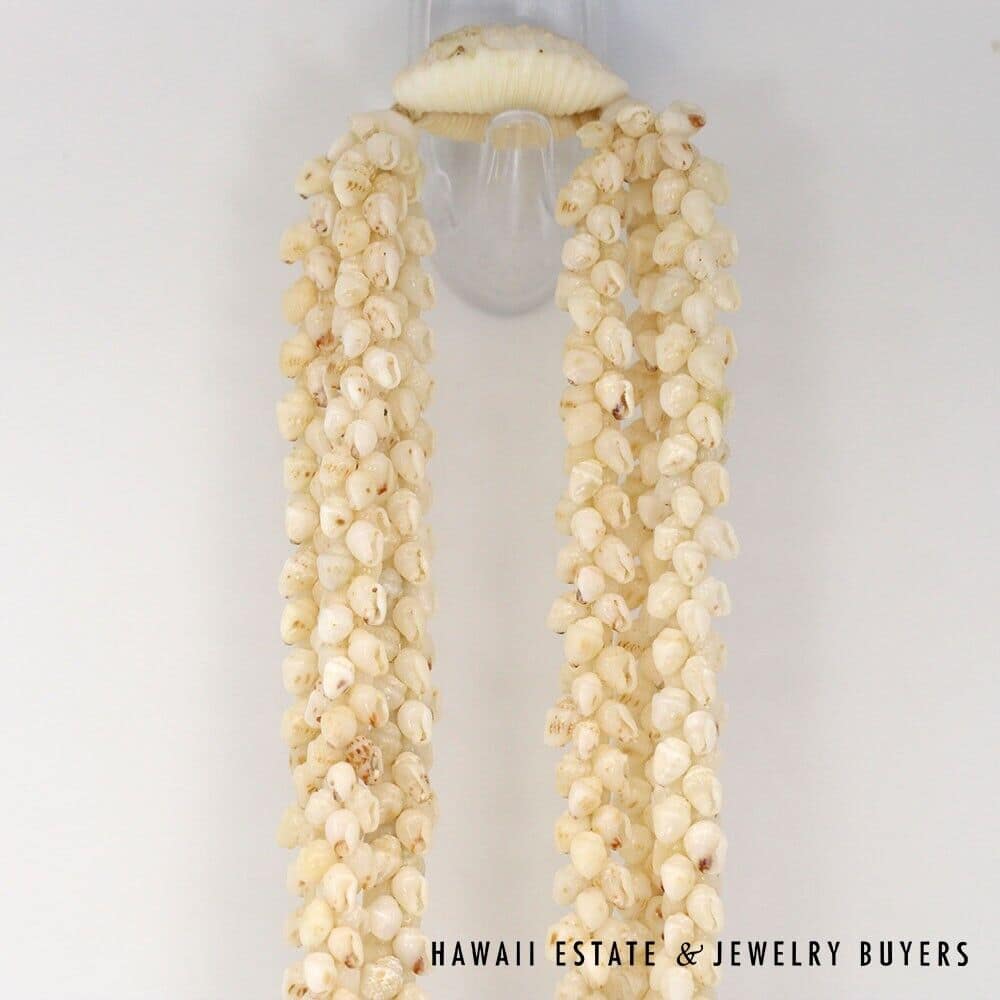 Three Strand Ni'ihau Shell Lei: Pikake Momi Lenalena 36 inches #2778-15 - Image 5