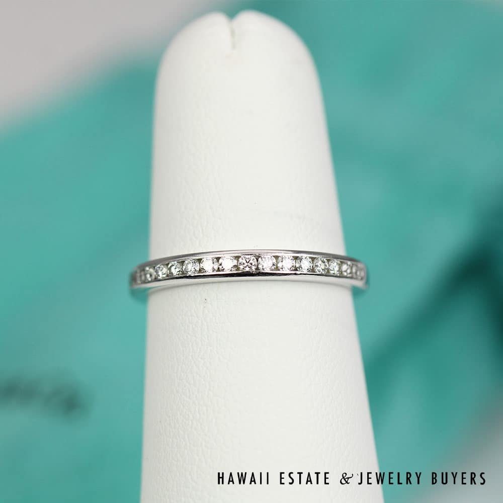 Tiffany & Co. Platinum 0.25CTW Diamond Half Channel Wedding Band Ring Size 5.5