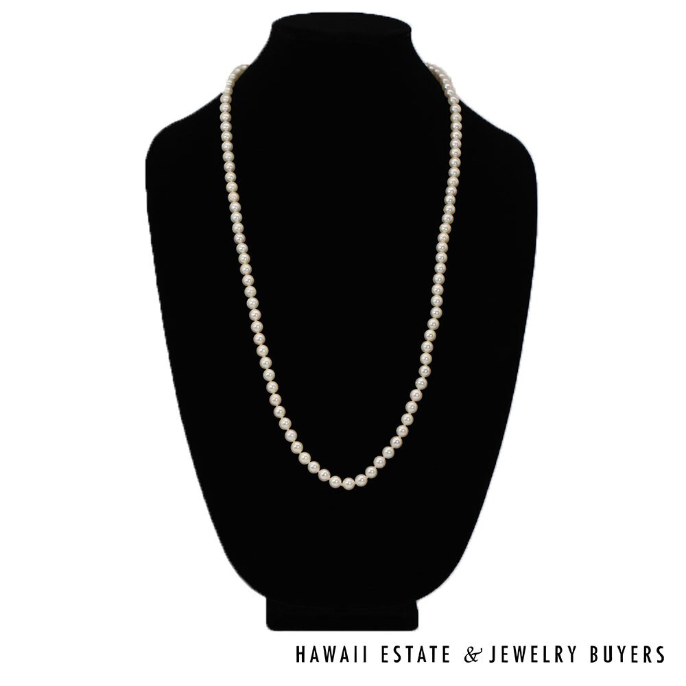 Ming's Hawaii 33" Cultured Pearl Necklace with 14K Yellow Gold Clasp #2477-04 - Image 6