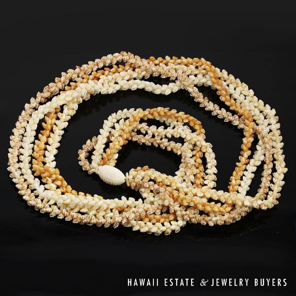 4-Strand Multi-Color Ni'ihau Shell Lei: Pikake Momi 38 inches #MKP090221-01 - Image 2