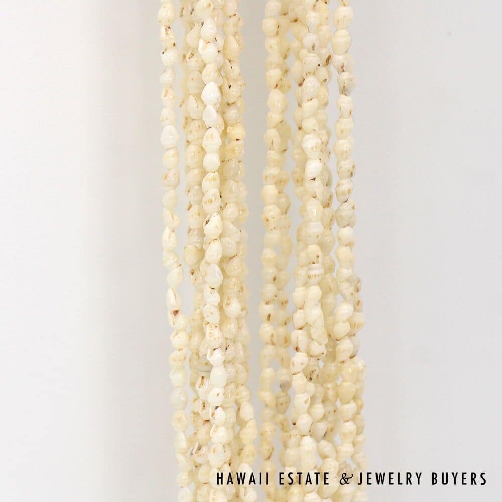 Ten-Strand Ni'ihau Shell Wedding Lei: Pololei Momi Ke'oke'o 36 inches #2741-01 - Image 8