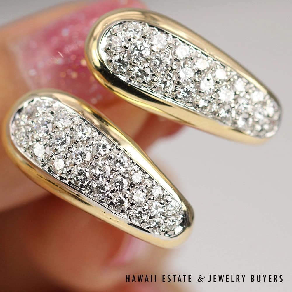 0.66CTW Diamond Vintage Two Tone Clip-on Shrimp Earrings