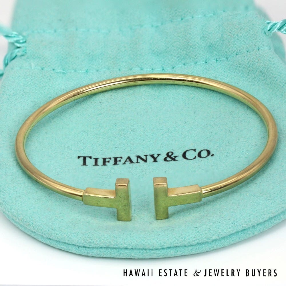 Tiffany & Co 18K Yellow Gold Tiffany T Wire Bracelet SIZE 5.75 w/ Pouch #2679-04 - Image 3