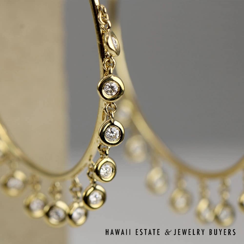 Diane Kordas 0.66ctw Diamond 8.4g 14K Yellow Gold Hoop Earrings - Image 2