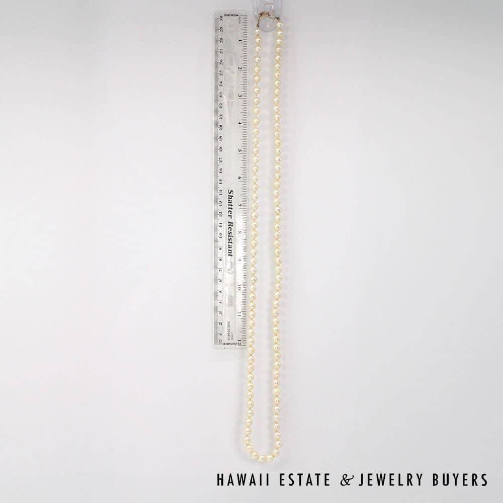 Ming's Hawaii 33" Cultured Pearl Necklace with 14K Yellow Gold Clasp #2477-04 - Image 5