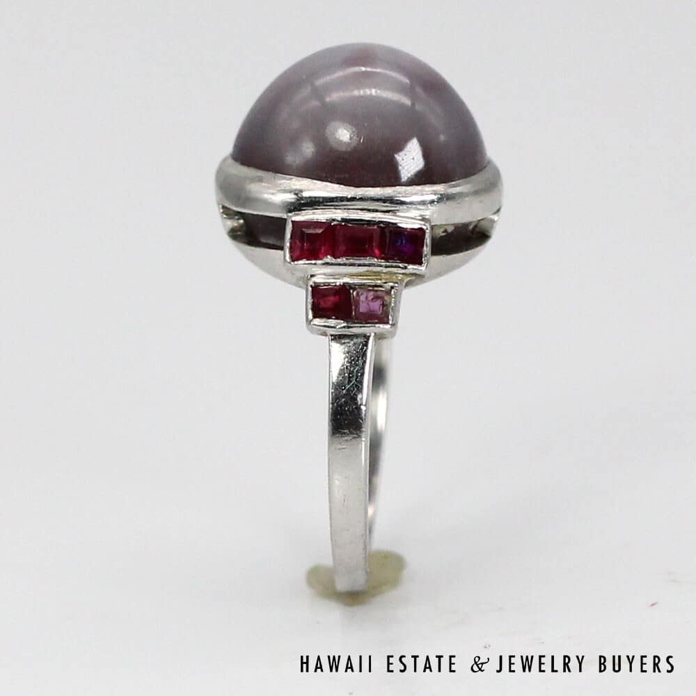Platinum Lavender Star Sapphire and Ruby Ring SIZE 3 #2248-09 - Image 10