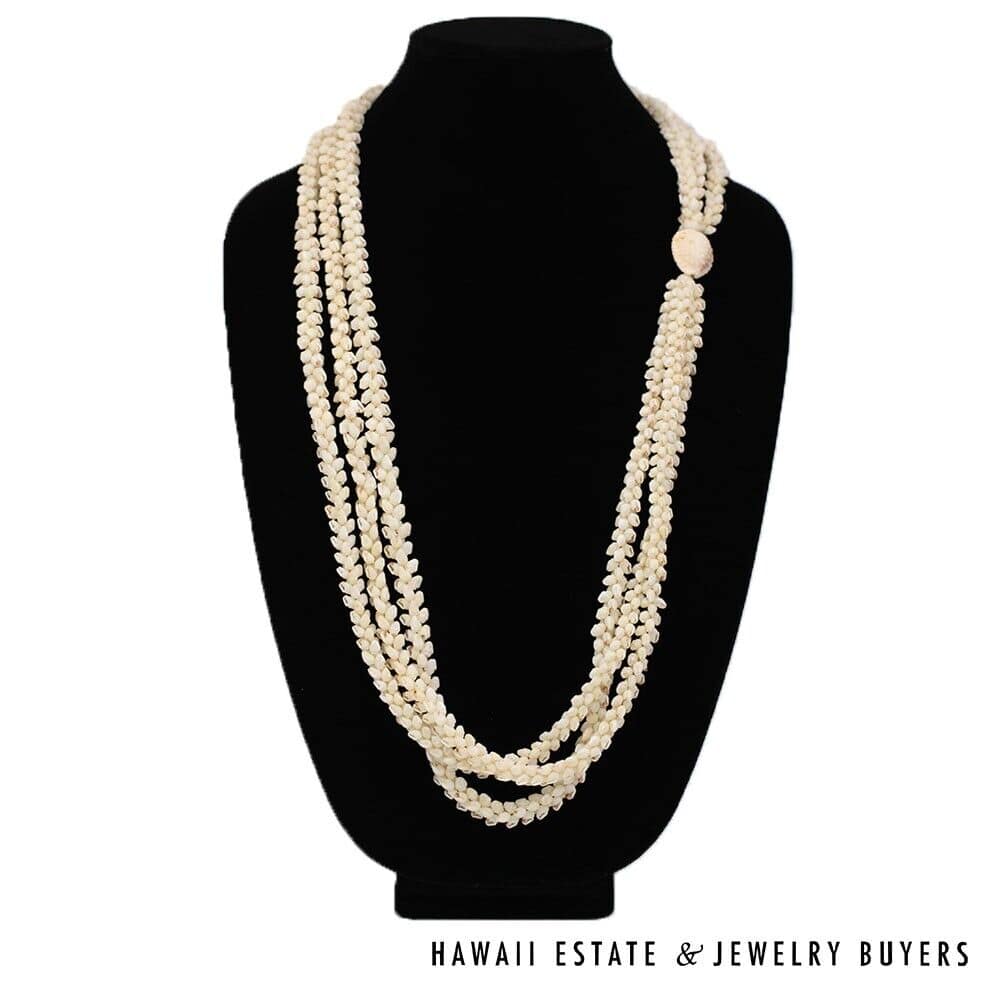 Three-Strand Ni'ihau Shell Lei: Pikake Momi Lenalena Kua Ula 36 inches #2778-14