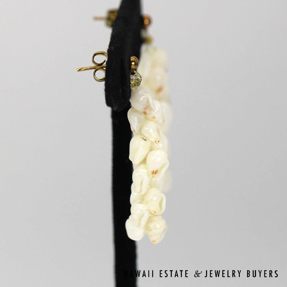 Ni'ihau Shell Choker Necklace with Earrings: Pupu Momi Ke'oke'o 16" #3280-02 - Image 12