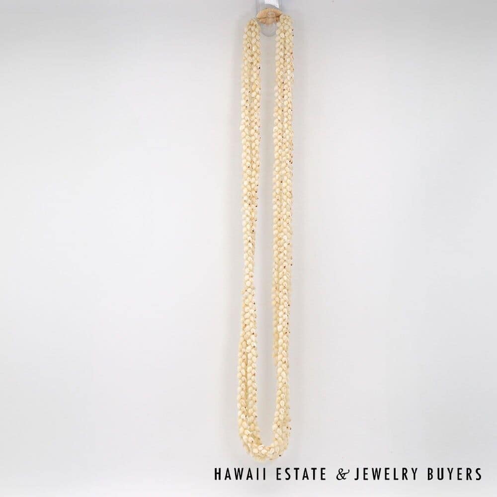 Three-Strand Ni'ihau Shell Lei: Pikake Momi Lenalena Kua Ula 36 inches #2778-14 - Image 3