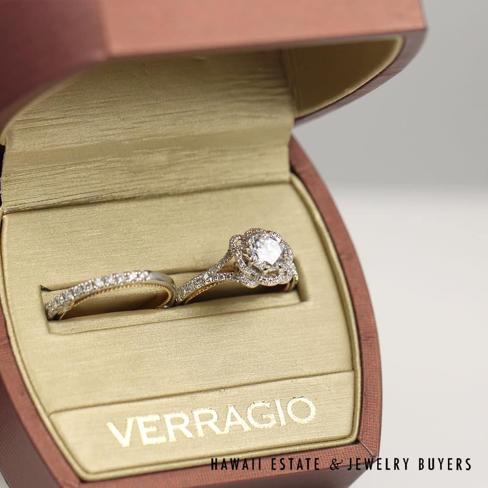 Verragio 18K White Rose Gold 0.60ctw Semi-Mount Wedding Engagement Ring and Band Settings with Box and Receipt Size 6.25 - Image 2
