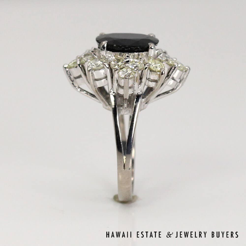 14K White Gold Thai Sapphire and Diamond Ring SIZE 4 #2827-19 - Image 8