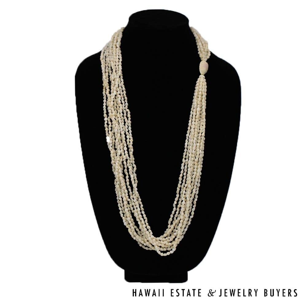 Ten-Strand Ni'ihau Shell Wedding Lei: Pololei Momi Ke'oke'o 36 inches #2741-01 - Image 2