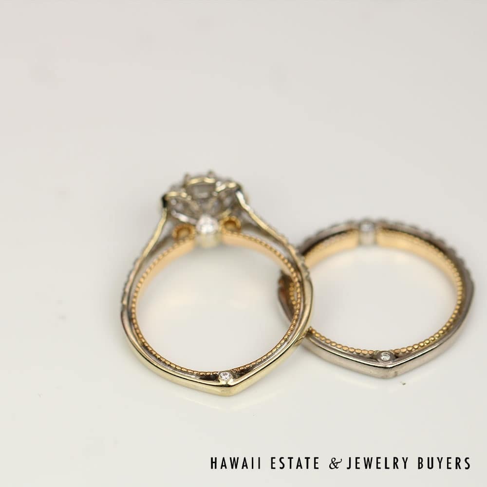 Verragio 18K White Rose Gold 0.60ctw Semi-Mount Wedding Engagement Ring and Band Settings with Box and Receipt Size 6.25 - Image 3