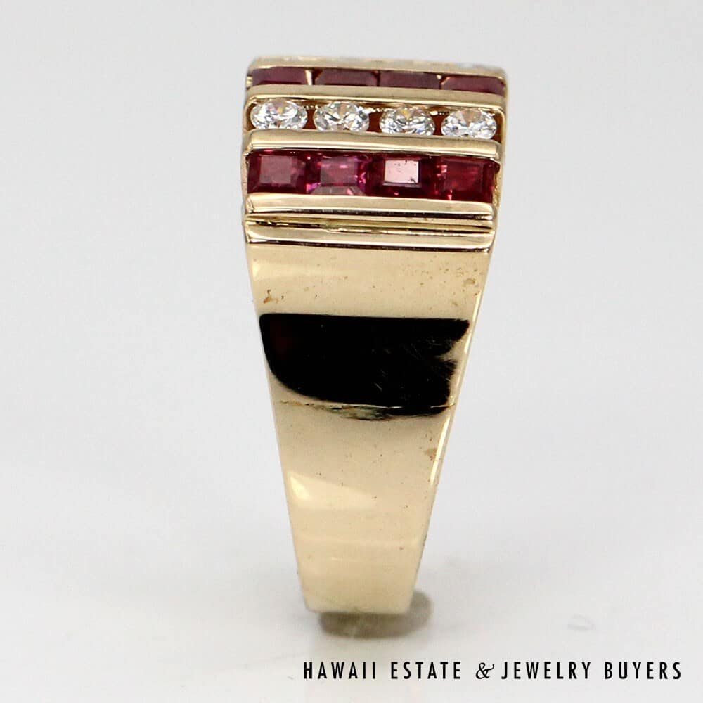 14K Yellow Gold Ruby and Diamond Channel Set Ring SIZE 7.5 #SC021722-01 - Image 8