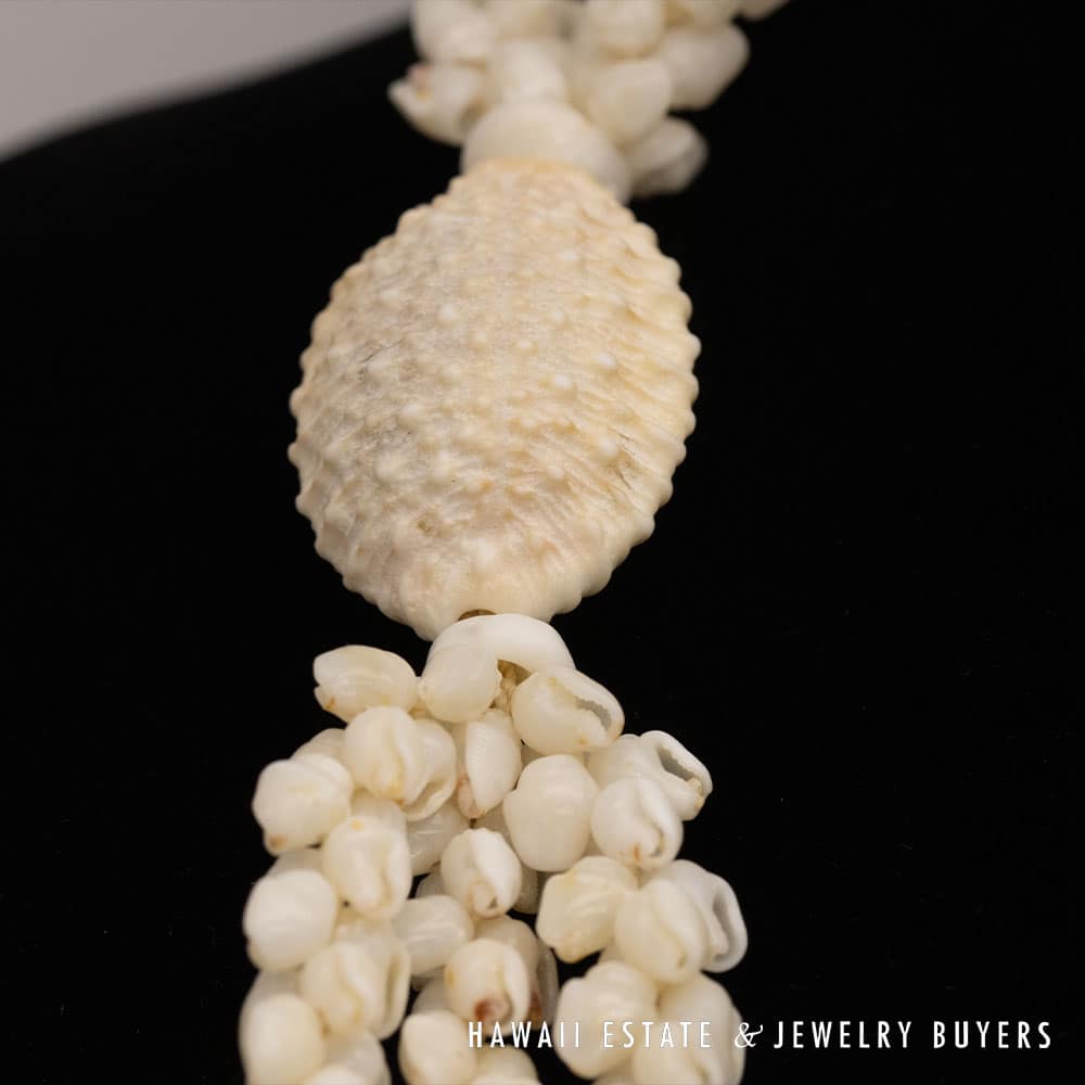 Ni’ihau Shell Lei: Triple Strand White Momi 41 inch Lei - Image 8