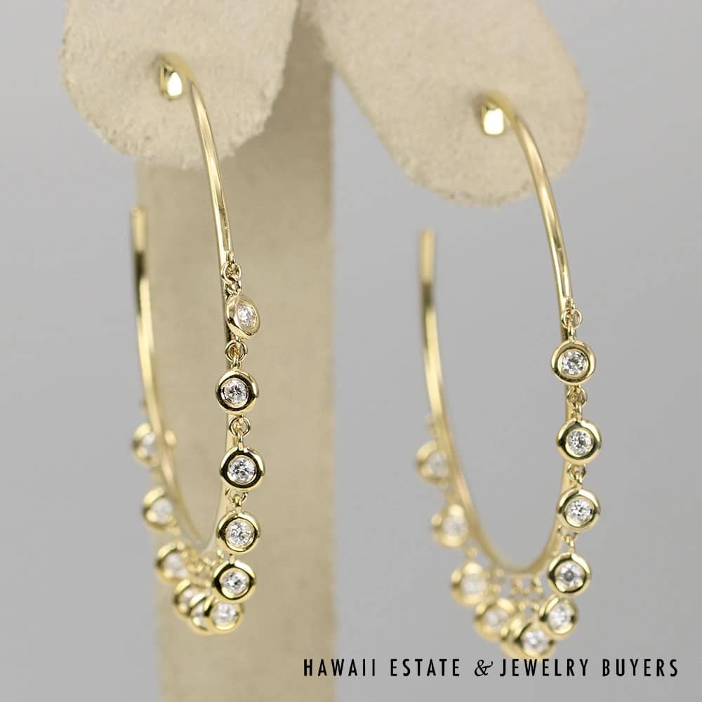Diane Kordas 0.66ctw Diamond 8.4g 14K Yellow Gold Hoop Earrings - Image 3
