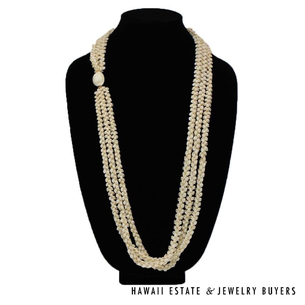 3-Strand Ni'ihau Shell Lei: Pikake Momi Lenalena 36 inches #KP042921-01