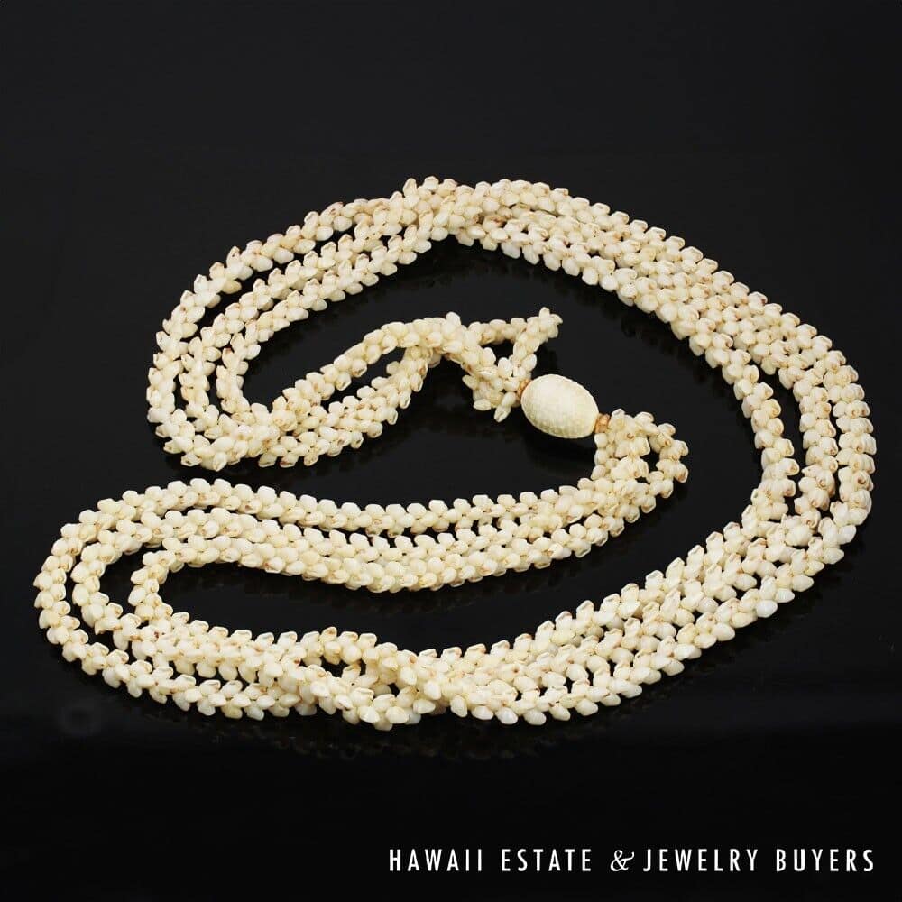 3-Strand Ni'ihau Shell Lei: Pikake Momi Lenalena 36 inches #KP042921-01 - Image 12
