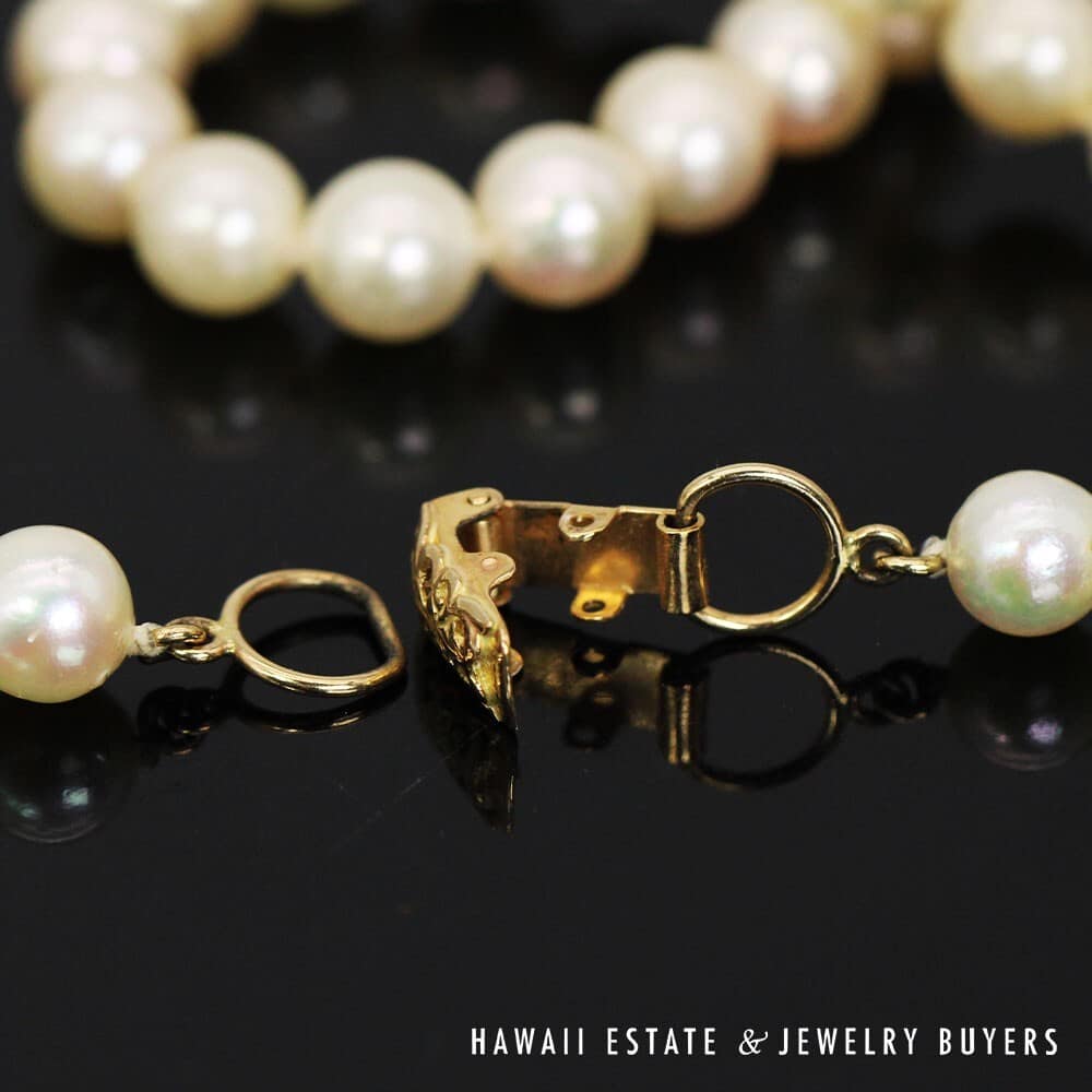 Ming's Hawaii 33" Cultured Pearl Necklace with 14K Yellow Gold Clasp #2477-04 - Image 3