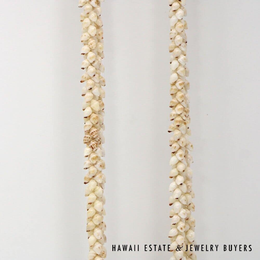 Double Strand Ni'ihau Shell Lei: Pikake Momi 51 inches #SC2017-01 - Image 9