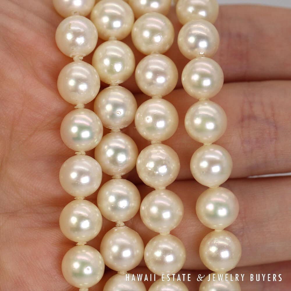 Ming's Hawaii 33" Cultured Pearl Necklace with 14K Yellow Gold Clasp #2477-04 - Image 4