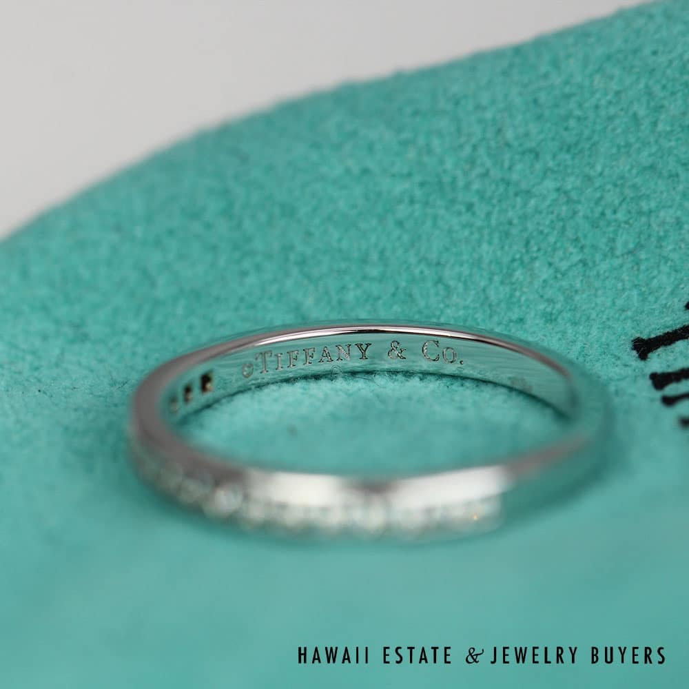 Tiffany & Co. Platinum 0.25CTW Diamond Half Channel Wedding Band Ring Size 5.5 - Image 2