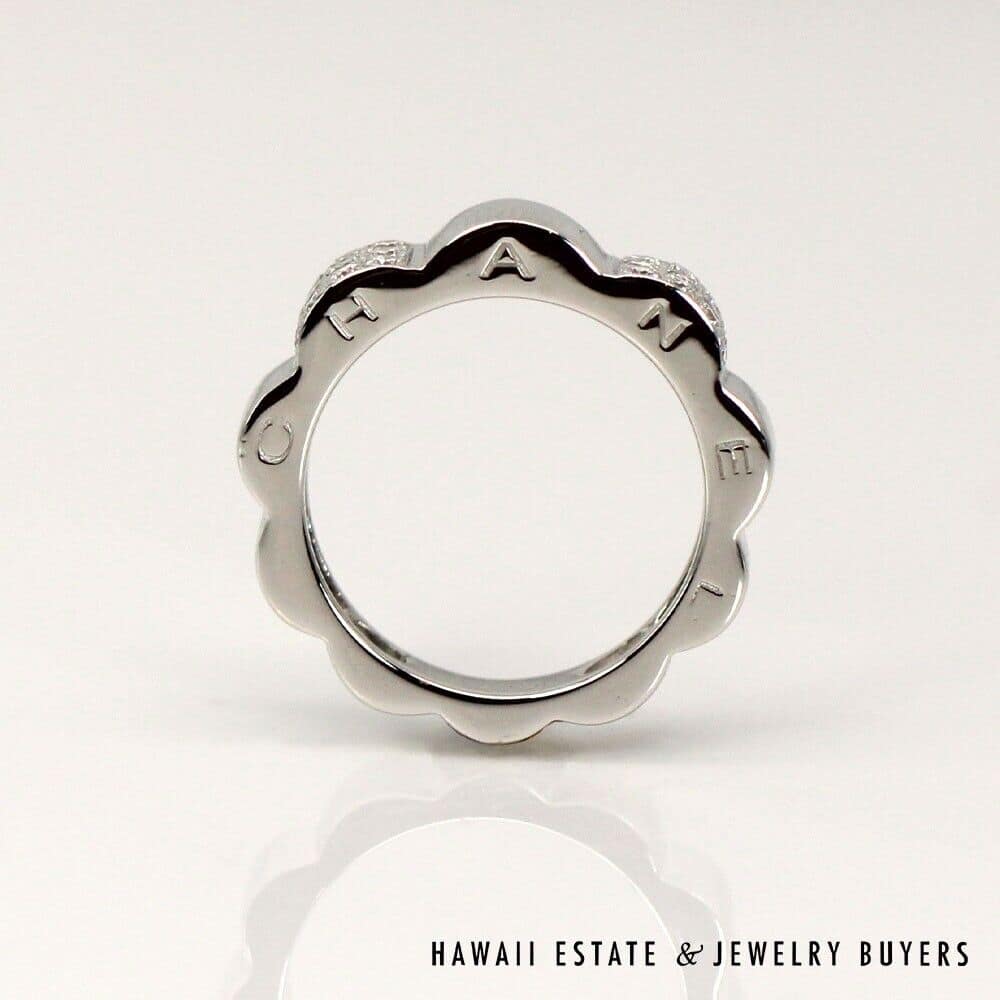 Chanel 18K White Gold Camelia Diamond Ring SIZE 48 (US size 4.5) *3069-02 - Image 2