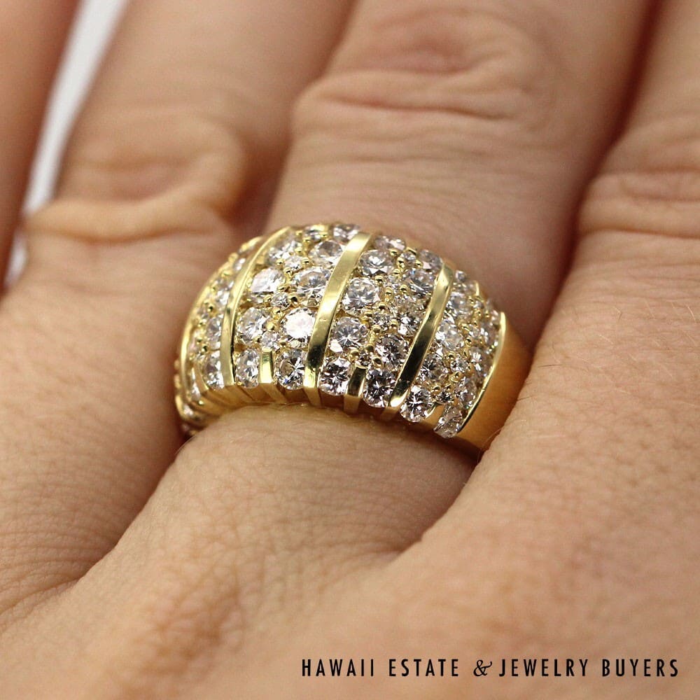 18K Yellow Gold and VVS F/G Diamond Dome Ring SIZE 6 #2812-03 - Image 2