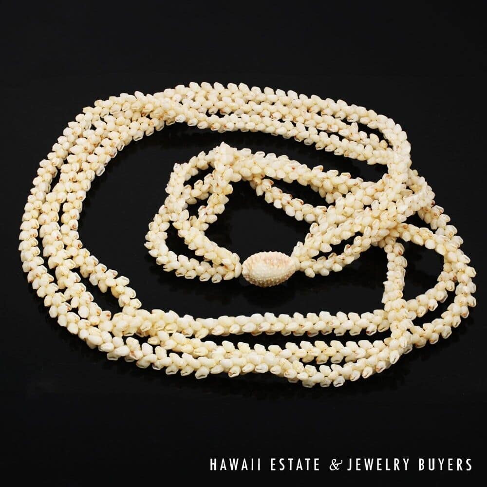 Three-Strand Ni'ihau Shell Lei: Pikake Momi Lenalena Kua Ula 36 inches #2778-14 - Image 12