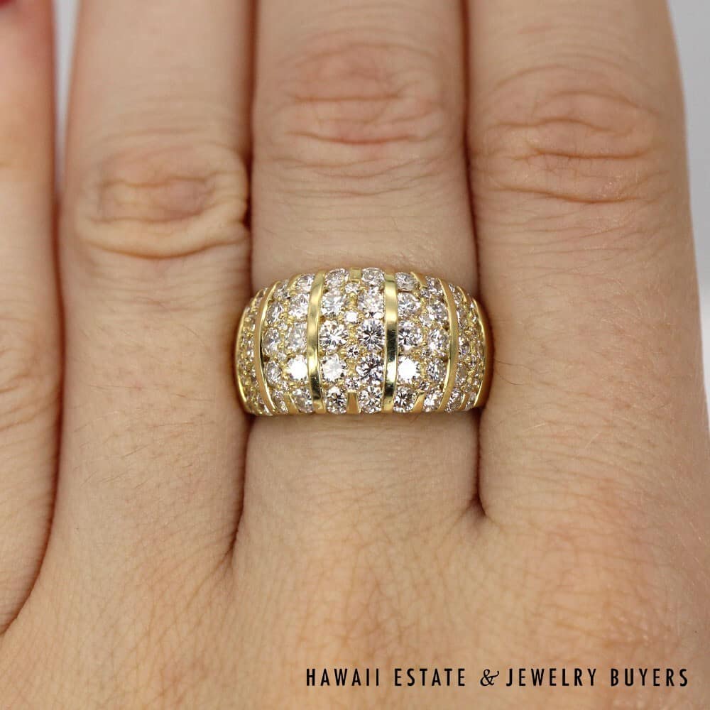 18K Yellow Gold and VVS F/G Diamond Dome Ring SIZE 6 #2812-03 - Image 3